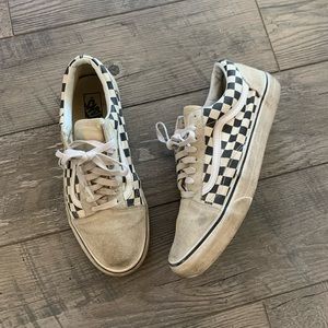 Men’s Checkered board vans old skool cream and black
